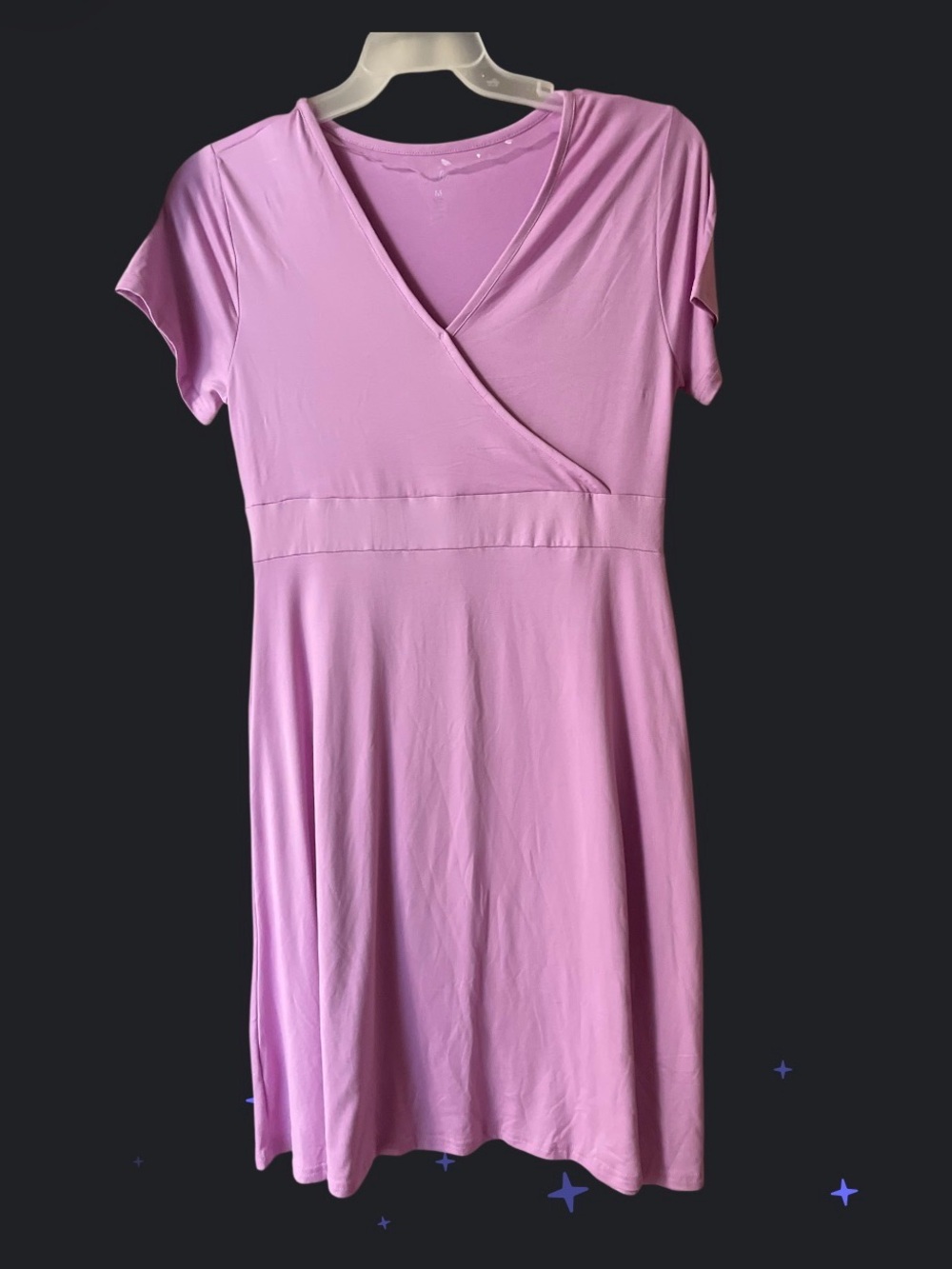 just be Pink Wrap-Front Short Sleeve A-Line Dress